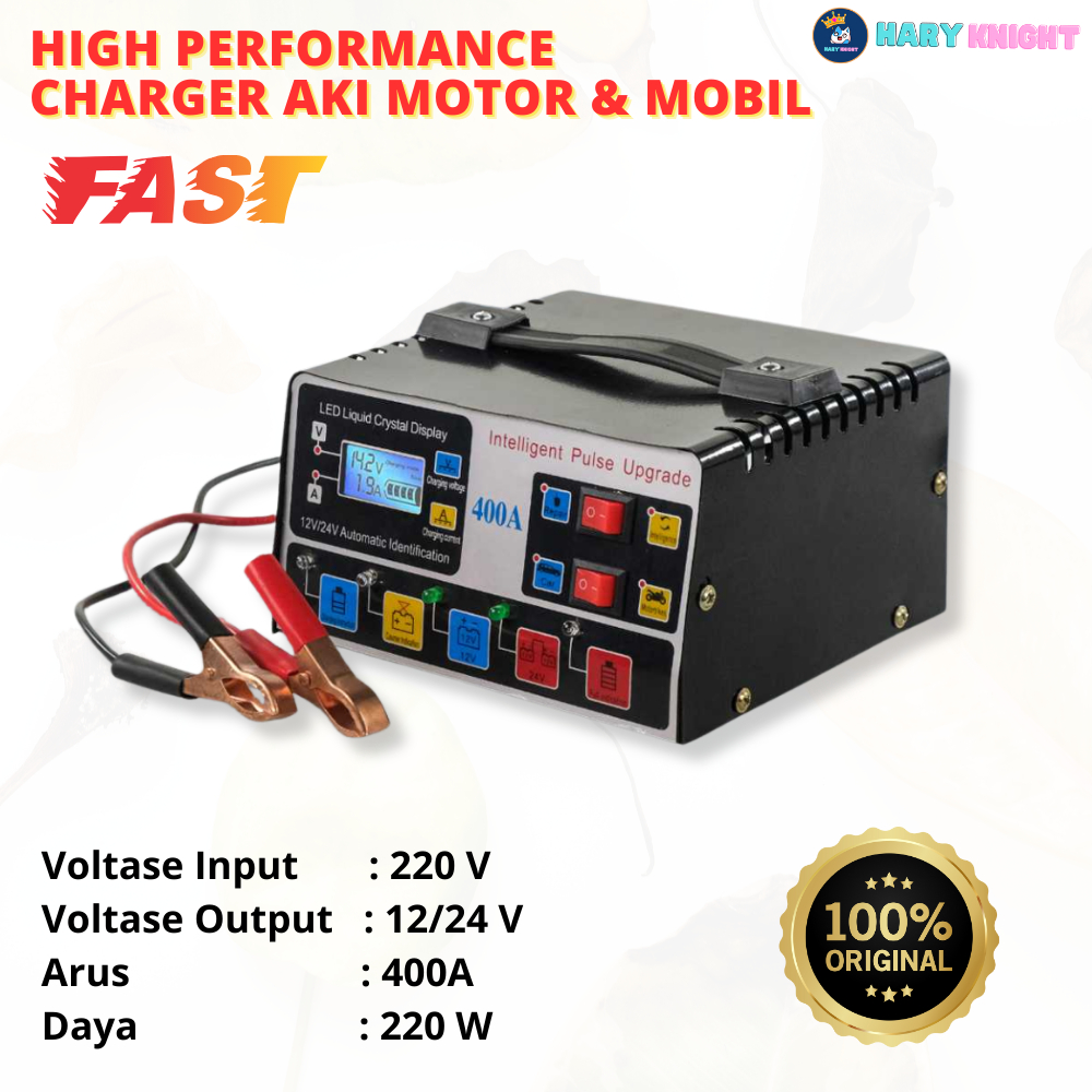 Charger Aki Mobil Motor 12V 24V 400A Fast Charger - Charger Aki kecepatan tinggi with LCD IC Protect