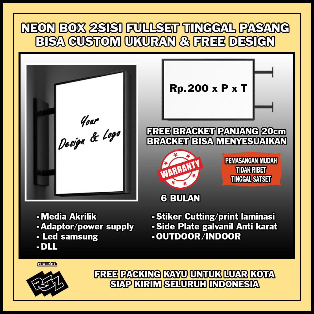 neon box kotak 2 sisi 2sisi