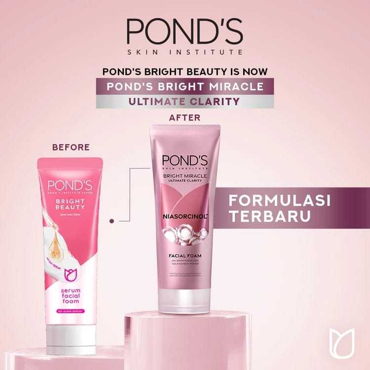 Ponds Bright Miracle Ultimate Clarity Facial Foam 20X Brightening (Pink) || Pond's Sabun Wajah Pink 