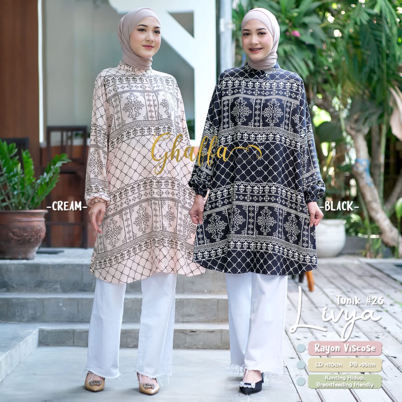 livya long tunik motif by ghaffa the label