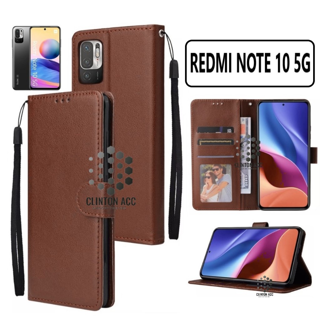 CASE HP XIAOMI REDMI NOTE 10 5G FLIP WALLET LEATHER DOMPET KULIT SOFTCASE PREMIUM FLIP COVER SARUNG 