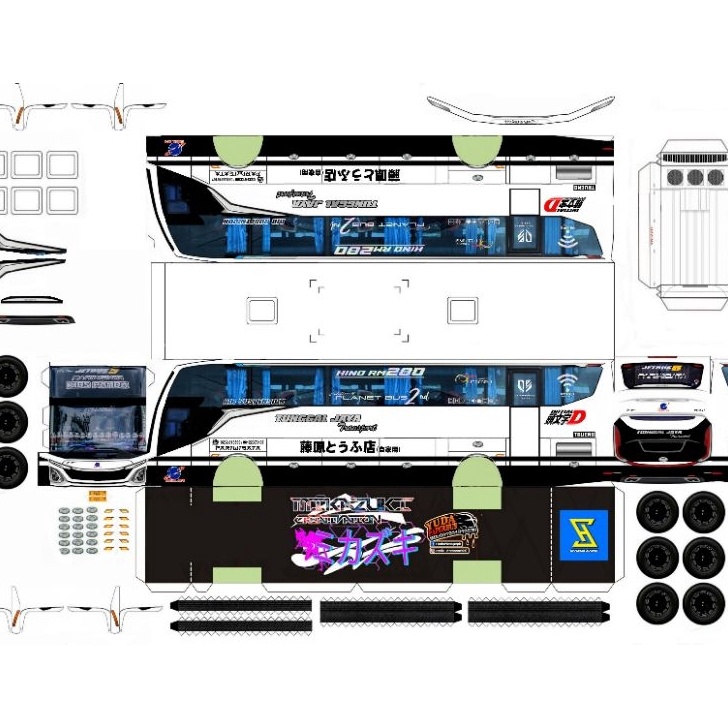 Dijamin Ori lembaran papercraft bus tunggal jaya KIDS PANDA Takumi Blac pink skala 5 laminasi non la