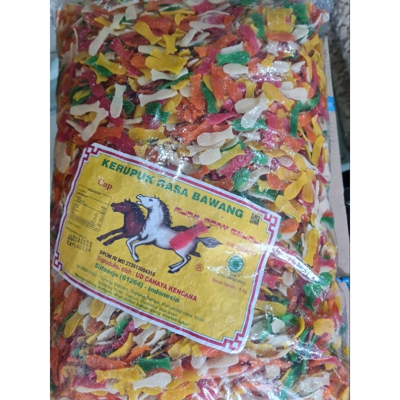 

KERUPUK IKAN WARNA MERK KUDA SEJOLI 1 BAL 5KG