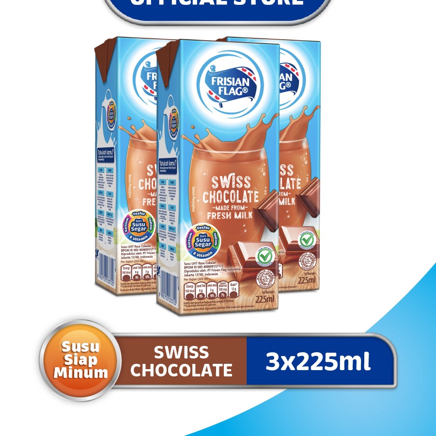 

V44859 Frisian Flag Susu UHT Swiss Chocolate 3 x 225 ml