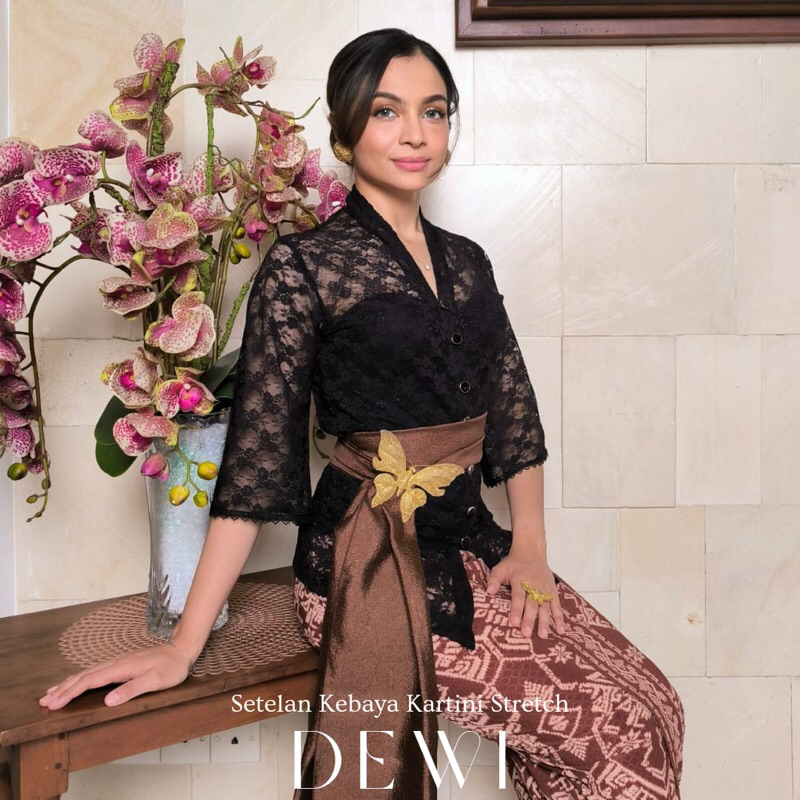 KEBAYA BALI BROKAT HITAM DEWI | KEBAYA KARTINI STRETCH LENGAN LONCENG | KEBAYA BROKAT SEMI PRANCIS |