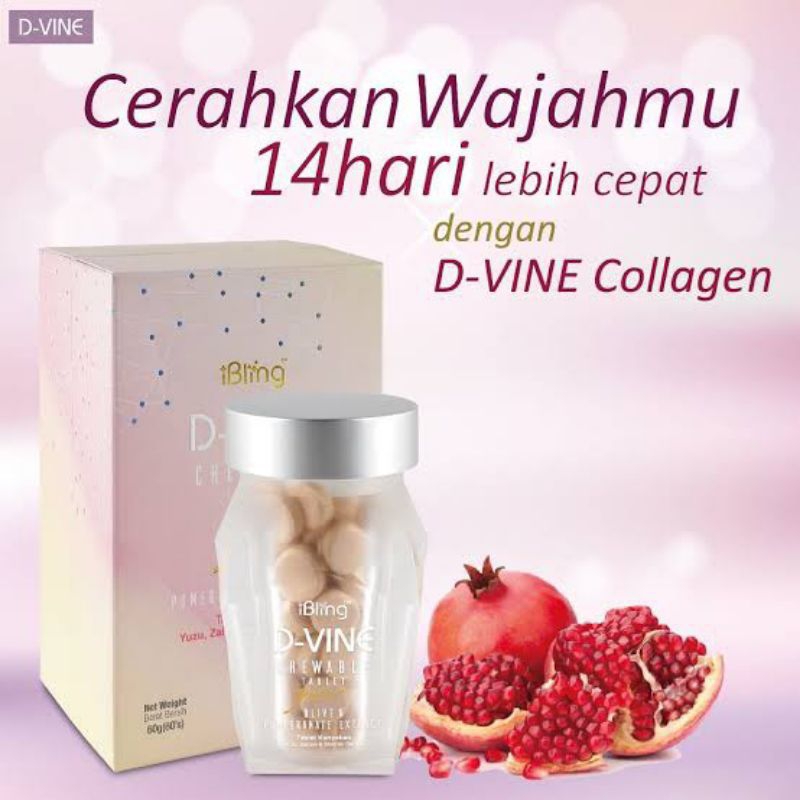 D-VINE Collagen Candy Original Kolagen Pemutih Anti Aging Isi 20 Butir Dvine