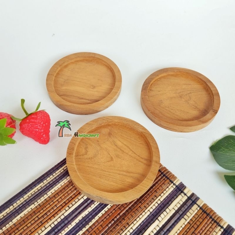 ARENHANDICRAFT Coaster lubang bulat kayu jati
