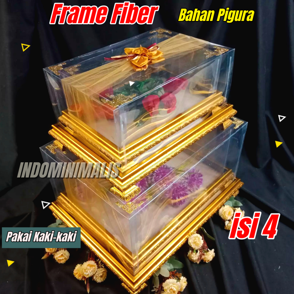 

Box Hantaran Seserahan Pernikahan BERKAKI PLUS TUTUP MIKA Set Isi 4 Parcel Mahar Perhiasan Lamaran