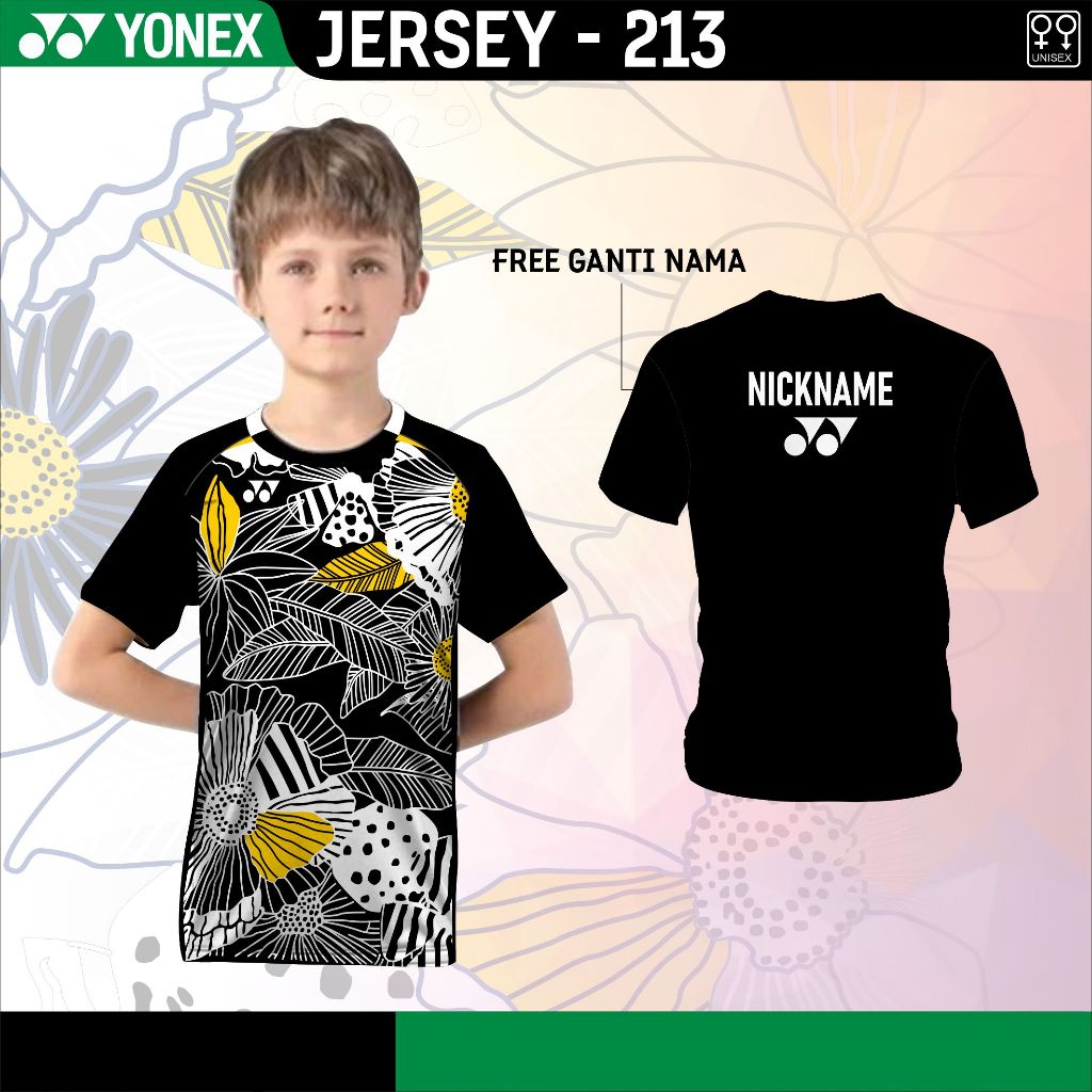 Baju badminton flowers anak baju kaos bulu tangkis yonex