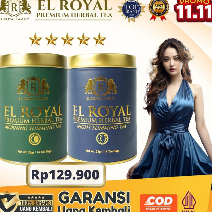 

5fHarga Murah El Royal Premium Tea Teh Pelangsing Siang Malam 1 paket BPOM 1 ORIGINAL T42