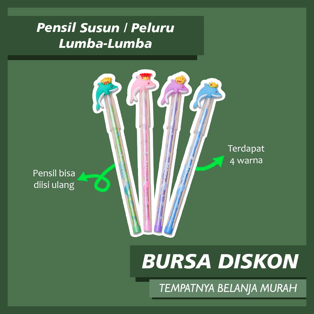 

Pensil Peluru Lumba-Lumba Lantu Benzia Bensia isi refill Pencil Susun lumba dolphin