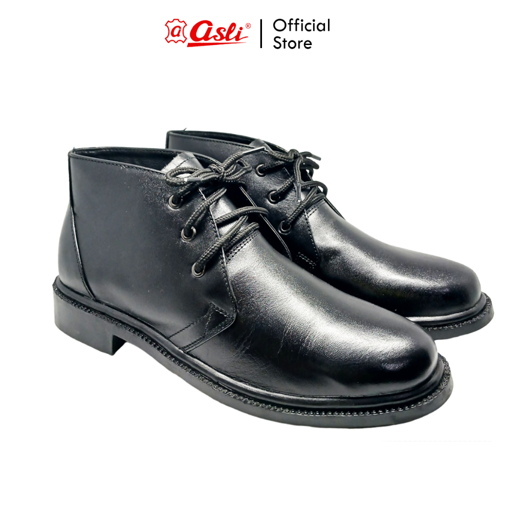 Asli - Sepatu Hitam Pria PDH Polos Kulit Formal