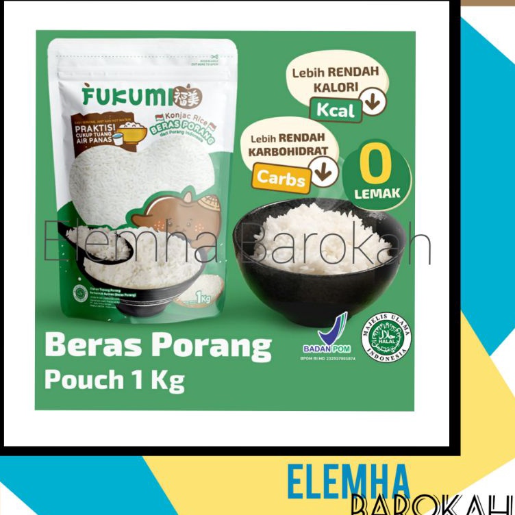 Best Terlaris Fukumi Pouch Beras Porang Beras Shirataki 1kg 1 kg Konjac Rice Grosir 5kg 5 kg  Dus 12