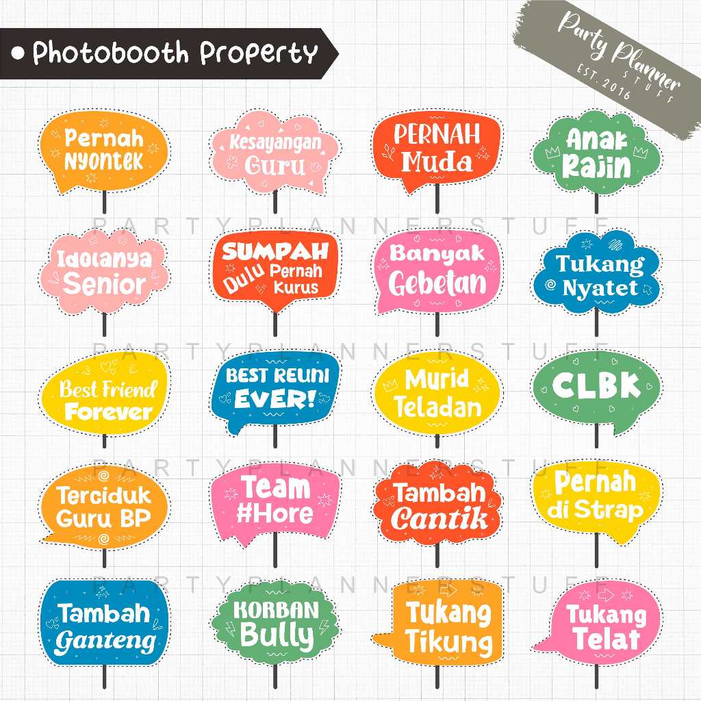 Reuni fun props photobooth property tema reuni acc foto dekor reuni wedding fun props stik foto reun