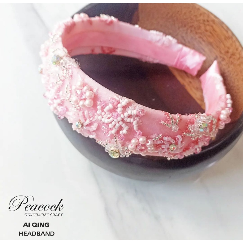 AI QING headband CNY Collection (bando pink full beaded)