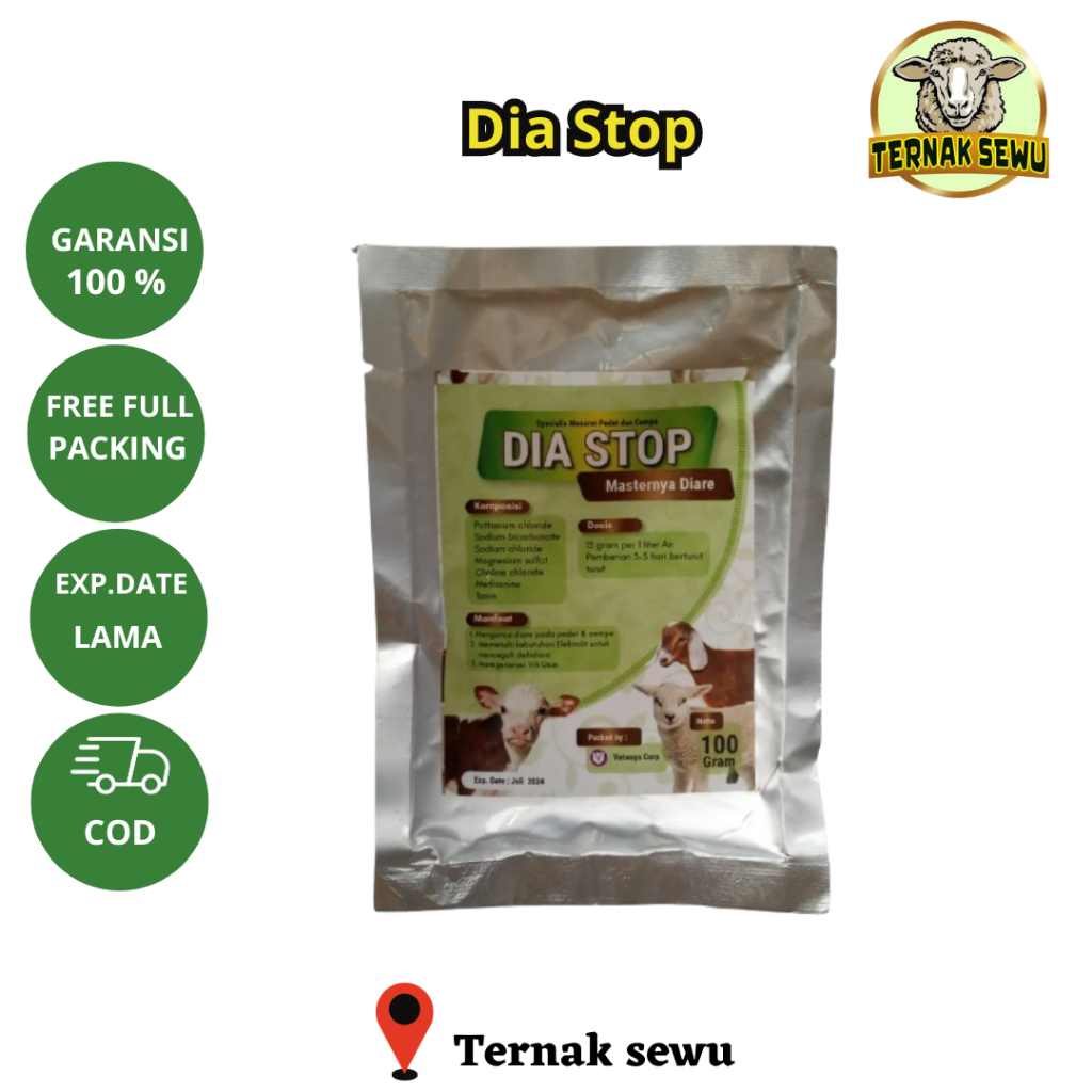 DIA STOP 100gr - Obat Diare Mencret Sapi Kambing Domba Pedet Cempe | 100 gr