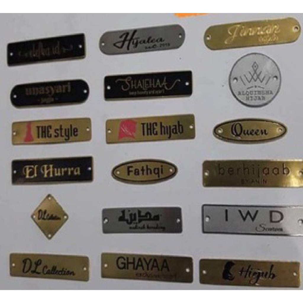 LABEL HIJAB PLAT.FRE DESAIN LOGO MINIMAL ORDER 100 PCS