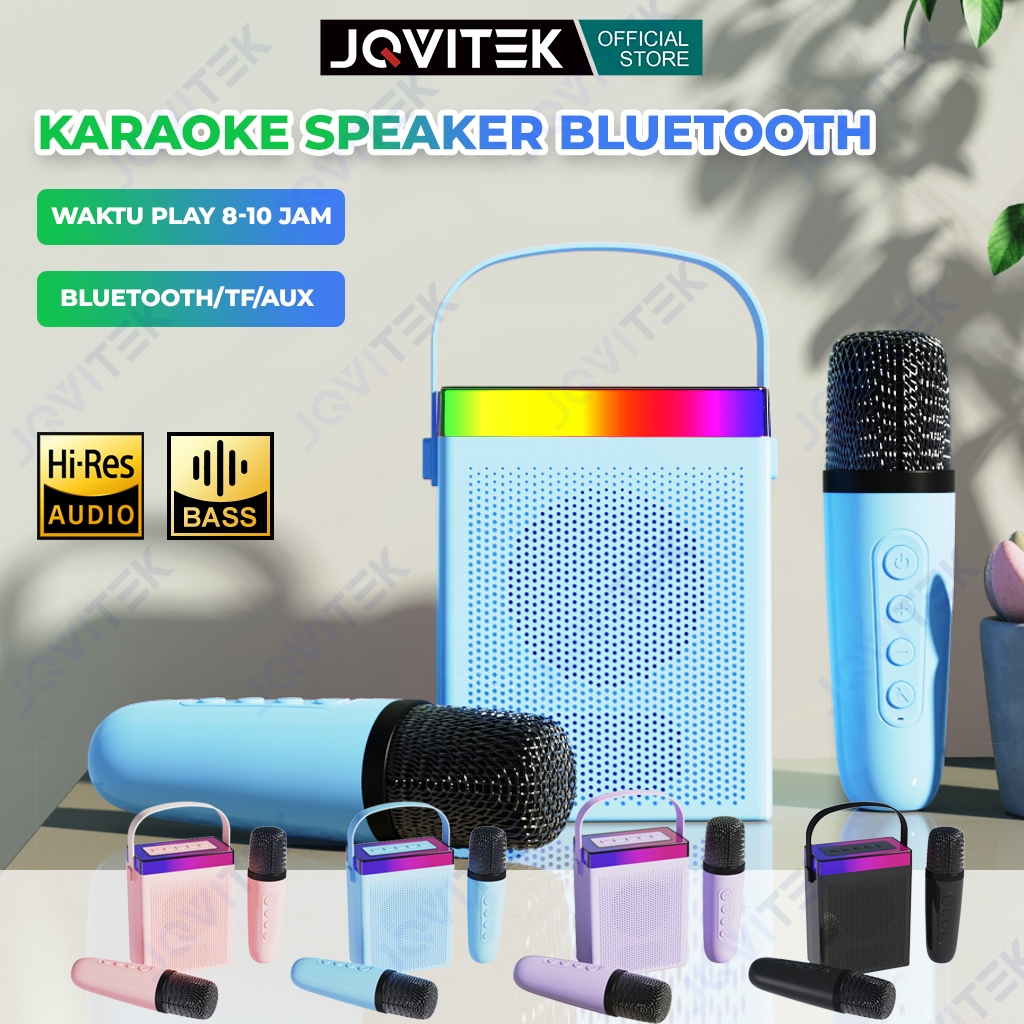 JQVITEK Speaker Karaoke Portable 1 Set Microphone Wireless Mini Bluetooth Speaker KTV Super Bass - S