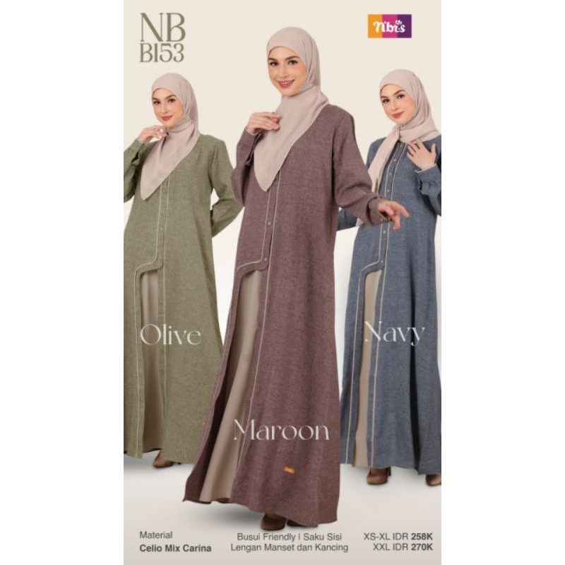 GAMIS NIBRAS TERBARU 2024 / NB B153/ DRESS CANTIK / DRESS MUSLIM / DRESS SIMPLE ELEGAN POLOS / GAMIS