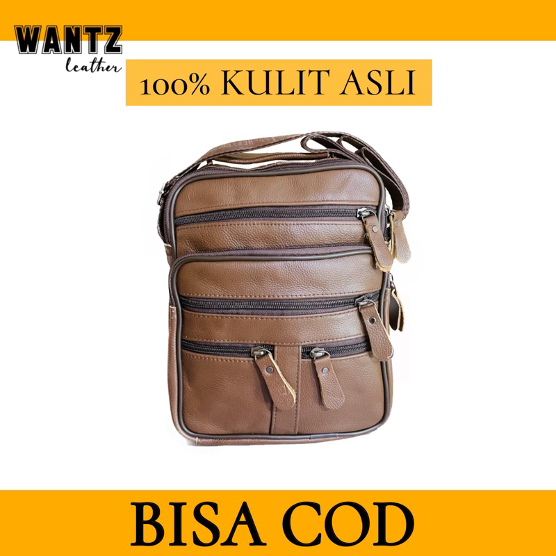 TAS PRIA Kulit Asli Garut TAS SELEMPANG PRIA Kulit Asli 100% ORIGINAL LEATHER - WANTZ