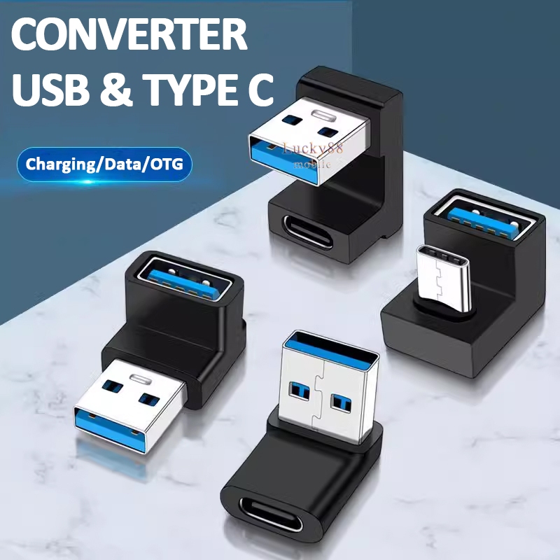 Converter Adaptor Type C to USB A | USB A to Type C 10Gbps Model U Shape USB 3.0 3.1 3.2 180º Degree
