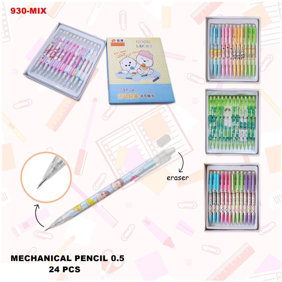 

ART Y87I Apazada Pensil Mekanik 5mm 1 Pack 24 Pcs Pensil Pensil Cetek Ada Penghapus Pencil 93Mix