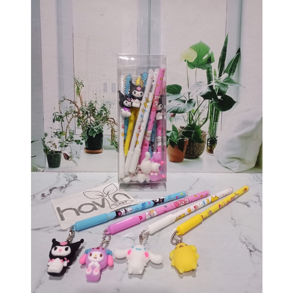 

ART L45Q 12pc pen gantung besi rantai SANRIO CINNAMOROLL KUROMI POMPOMPURIN PENA BALLPEN GEL b 6