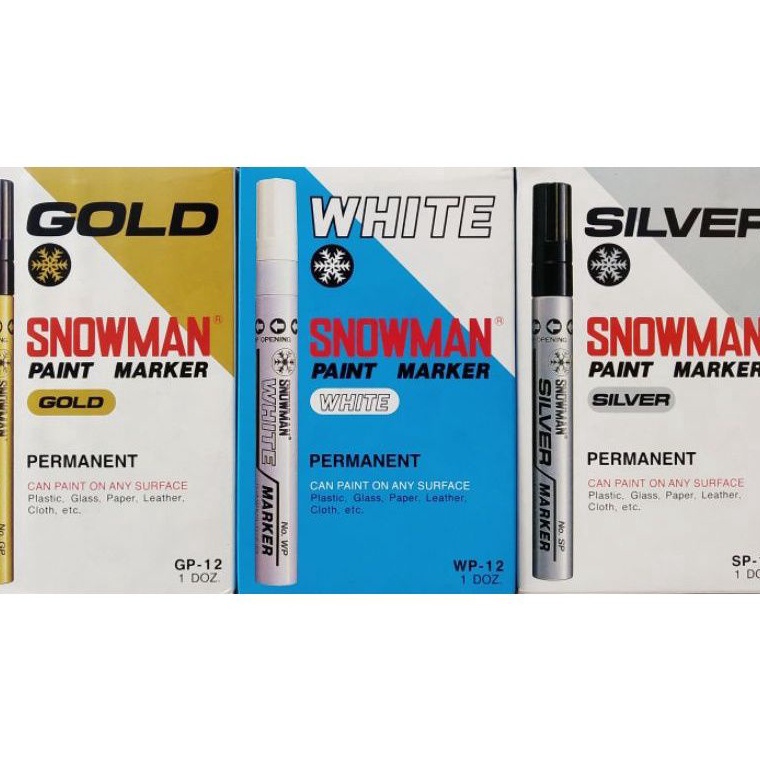 

ART I78K Spidol Snowman Paint Marker WhiteGoldSilver 1pak12pcs