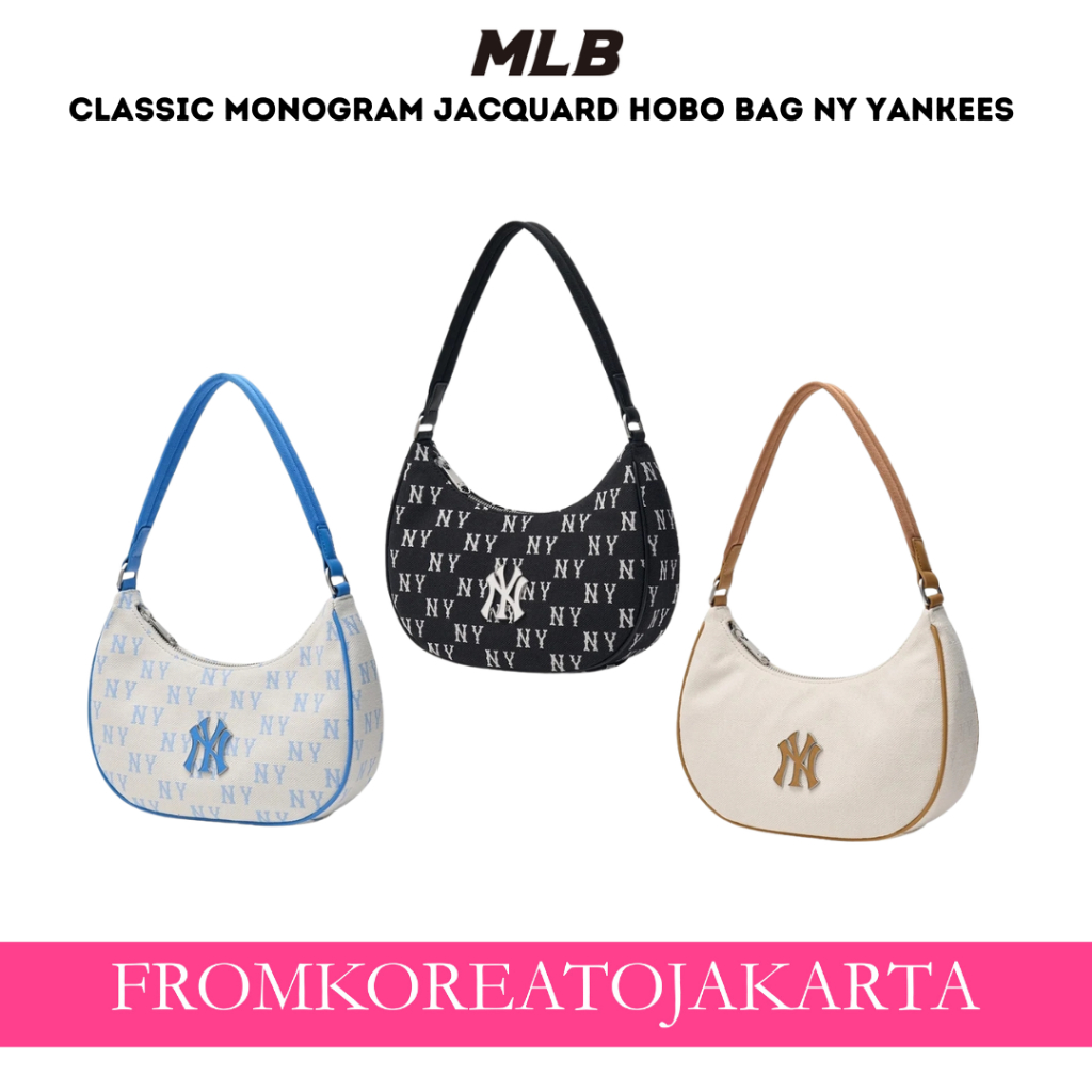 MLB CLASSIC MONOGRAM JACQUARD HOBO BAG NY YANKEES