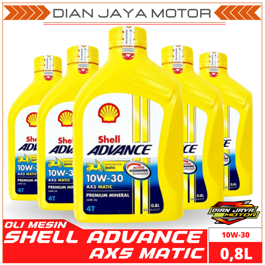 Shell Advance AX5 Matic 10W-30 800 ML Oli Mesin Motor Matic shell  kuning metik original beat vario 