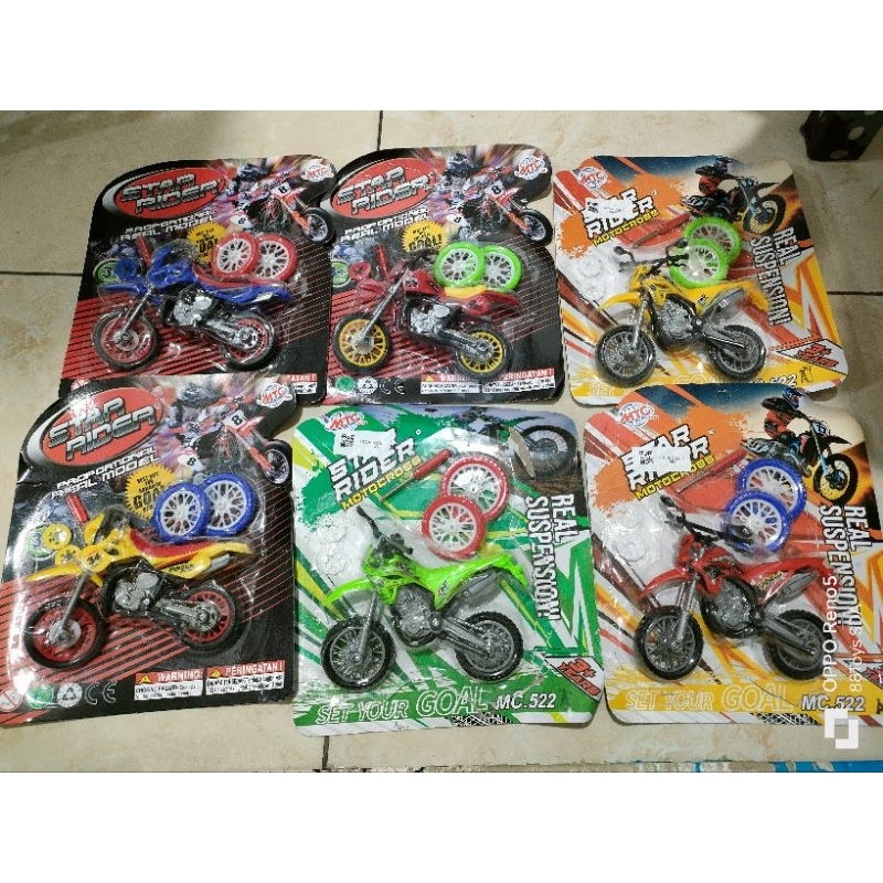 Mainan DIY Motorcross Motor Trail Bongkar Pasang Ganti Roda Ban