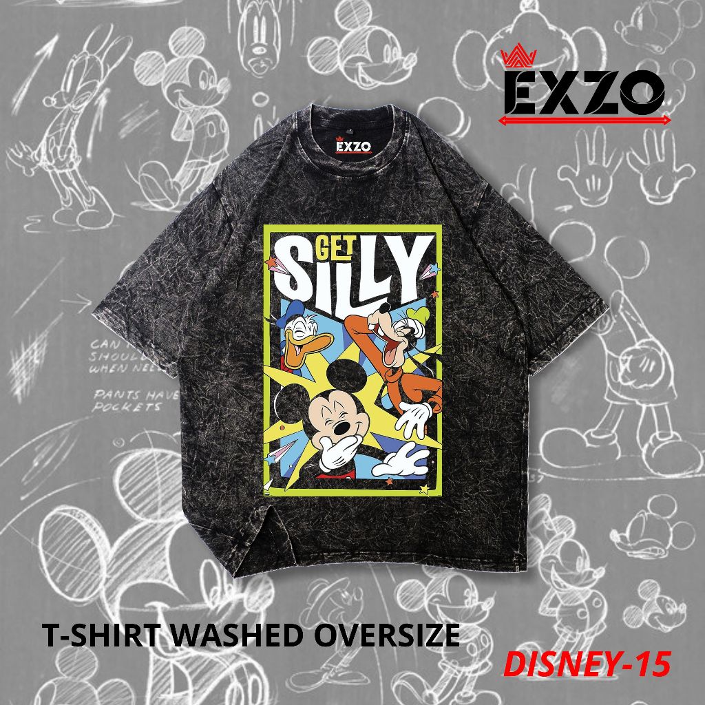 EXZO kaos MICKY MOUSE DISNEY WASHED OVERSIZE/SLIMFIT kaos MICKY MOUSE DISNEY streetwear skena unisex