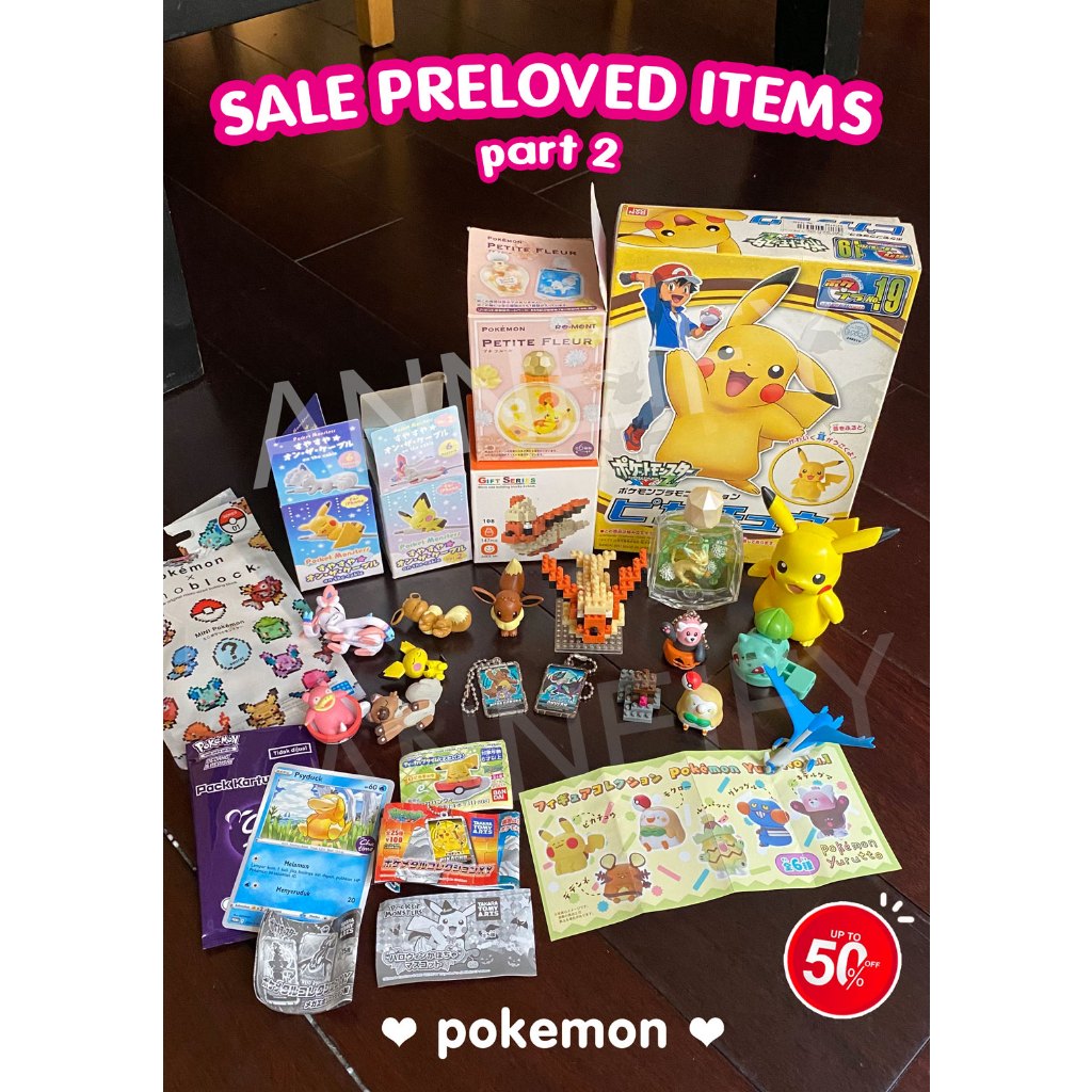 Gashapon Figur Cable Bite Nanoblock Moncolle Kartu Pokemon Pikachu Pichu Eevee Leafeon Rement Sylveo