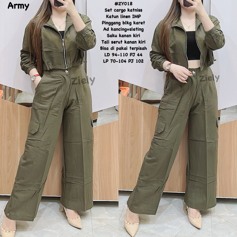 ZIELY • ZY018 SET CARGO KATNIS WANITA