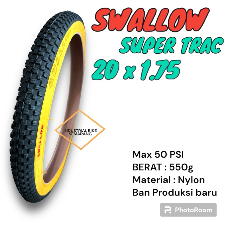 (( HITAM KUNING )) Swallow 20 x 1.75 Ban Luar Sepeda BMX 20 inch Deli Tire Ban Tire Ban Dalam BMX 20