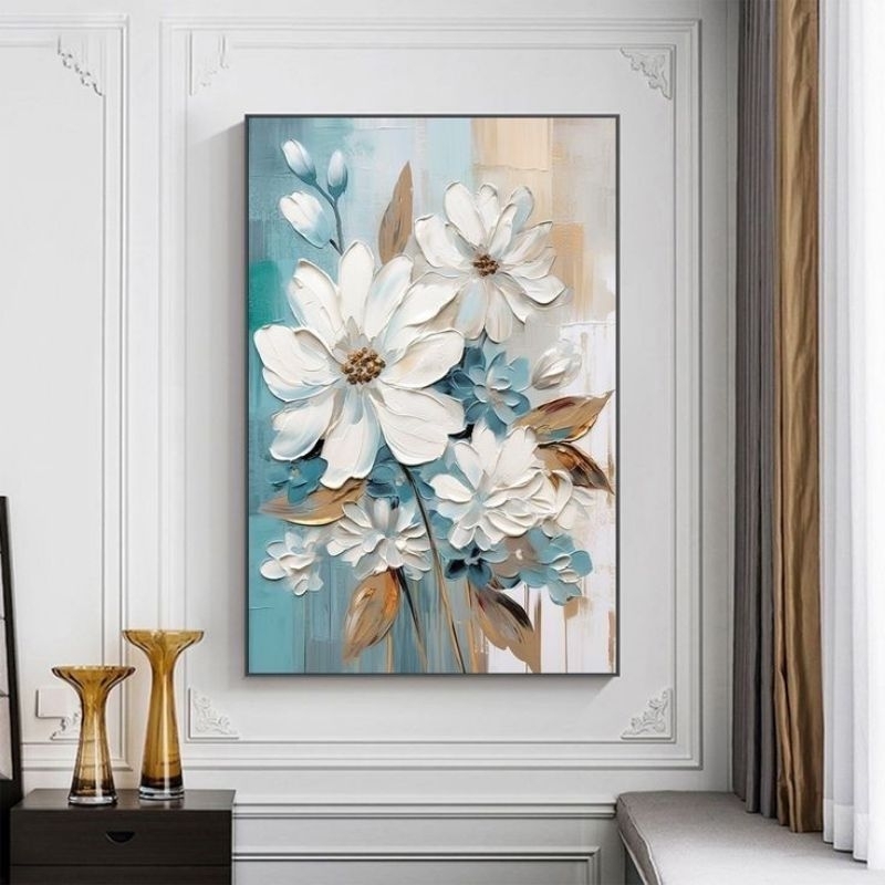 lukisan bunga cat timbul