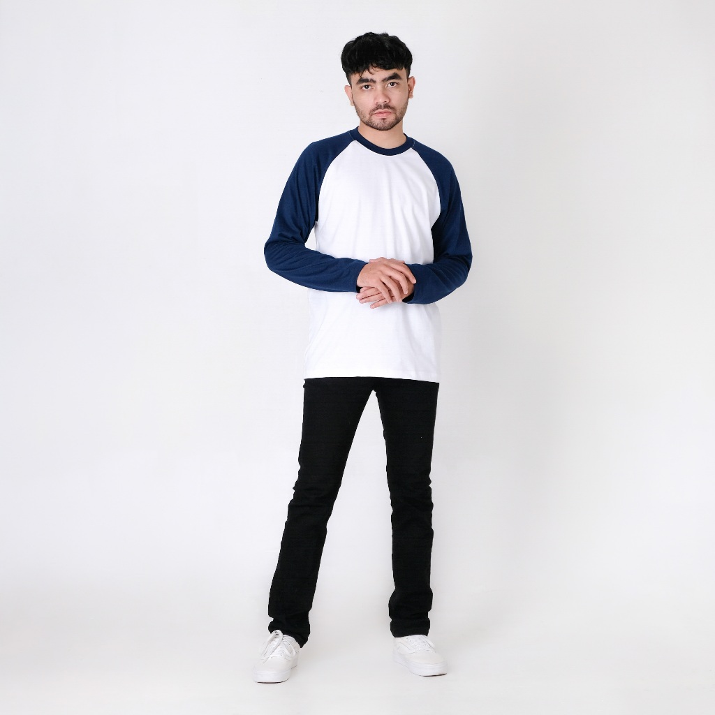 MAX COMPANY Kaos Raglan Lengan Panjang Vasta White Navy Combed 24s