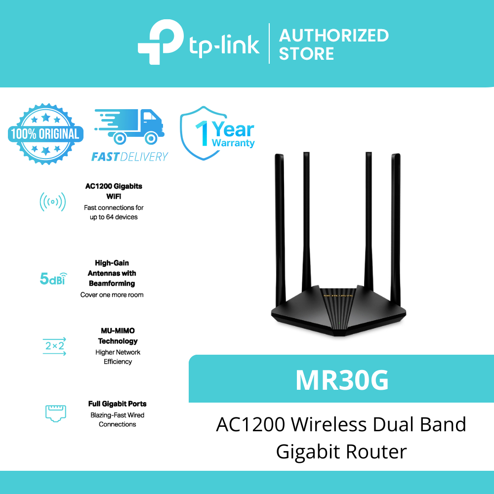 TP-LINK Mercusys Mercury Network MR30G AC1200 Gigabit Dual Band WiFi Wireless Network Router Modems 