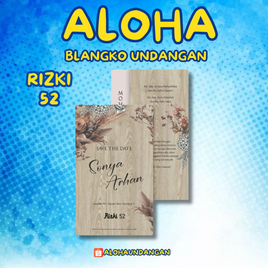 KERTAS UNDANGAN PERNIKAHAN KOSONG RIZKI 52 | KERTAS UNDANGAN NIKAH MURAH | KERTAS UNDANGAN KHITAN MU
