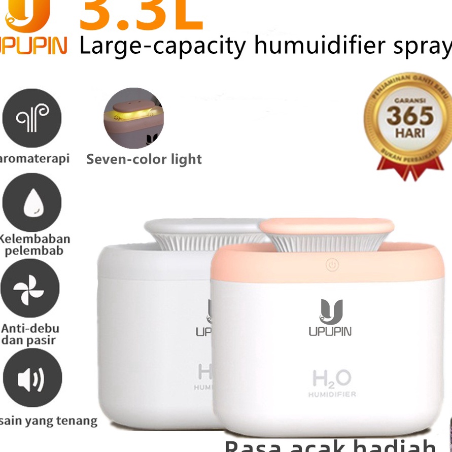 Stok terbaru UPUPIN Humidifier Air 33ml Aromaterapi Diffuser Dengan 7 color HUMIDIFIER DIFFUSERPutih