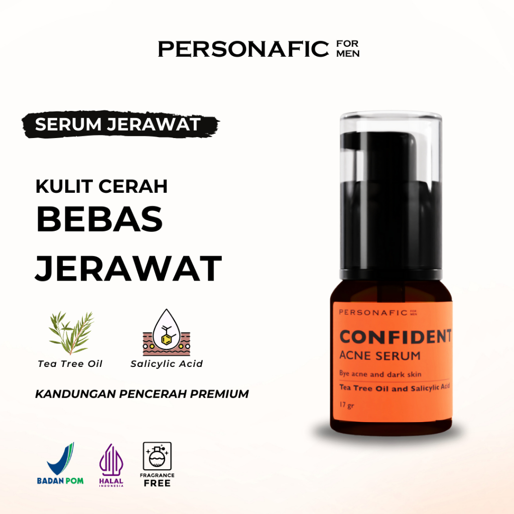 SScntx- PERSONAFIC Confident Acne Serum - Serum Wajah Pria Untuk Lawan Jerawat, Minyak, dan Komedo