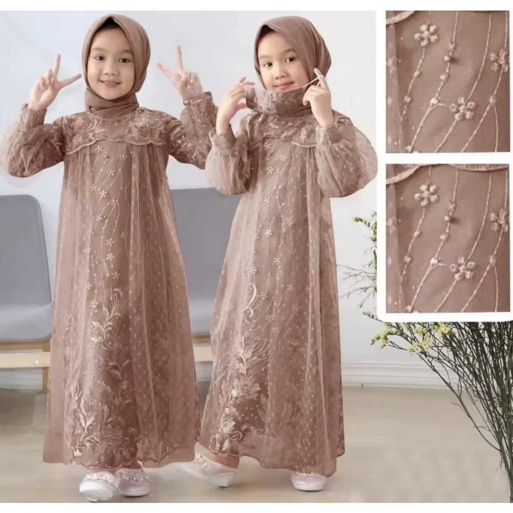 GARANSI Gamis liana kids 3-11tahun / Gamis brokat anak perempuan / Dress brokat anak perempuan /