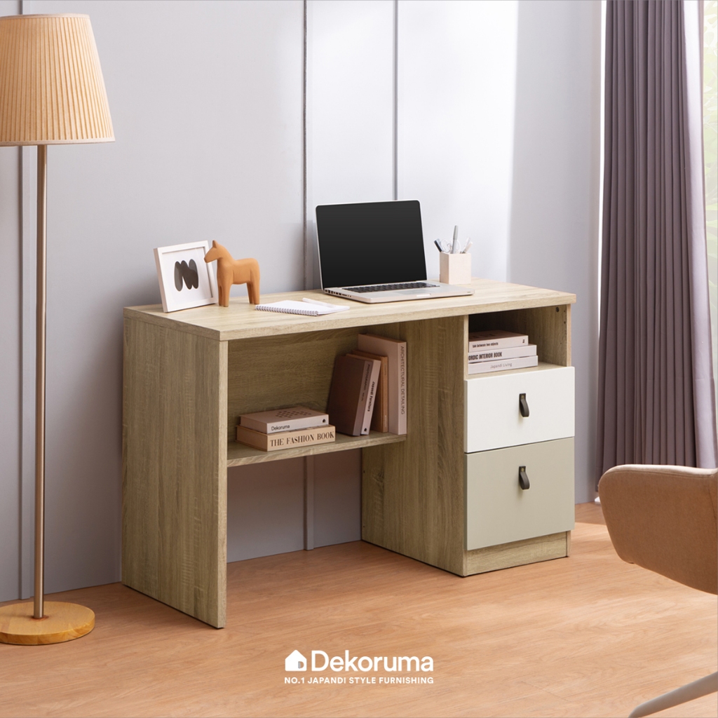 Dekoruma RUNA Meja Balajar Kayu dengan Laci / Meja Kantor / Meja Kerja