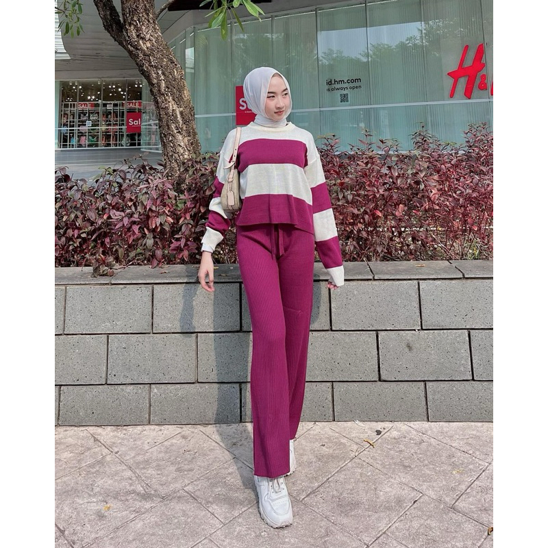 Setelan Knitwear Crop top Corla Atasan+Kulot