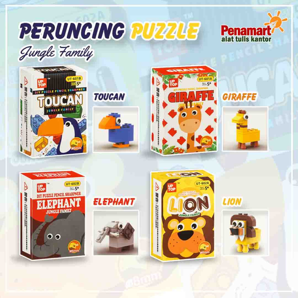 

DIY Peruncing Pensil Puzzle Jungle Family Karakter Hewan (C0279T, C0280T)