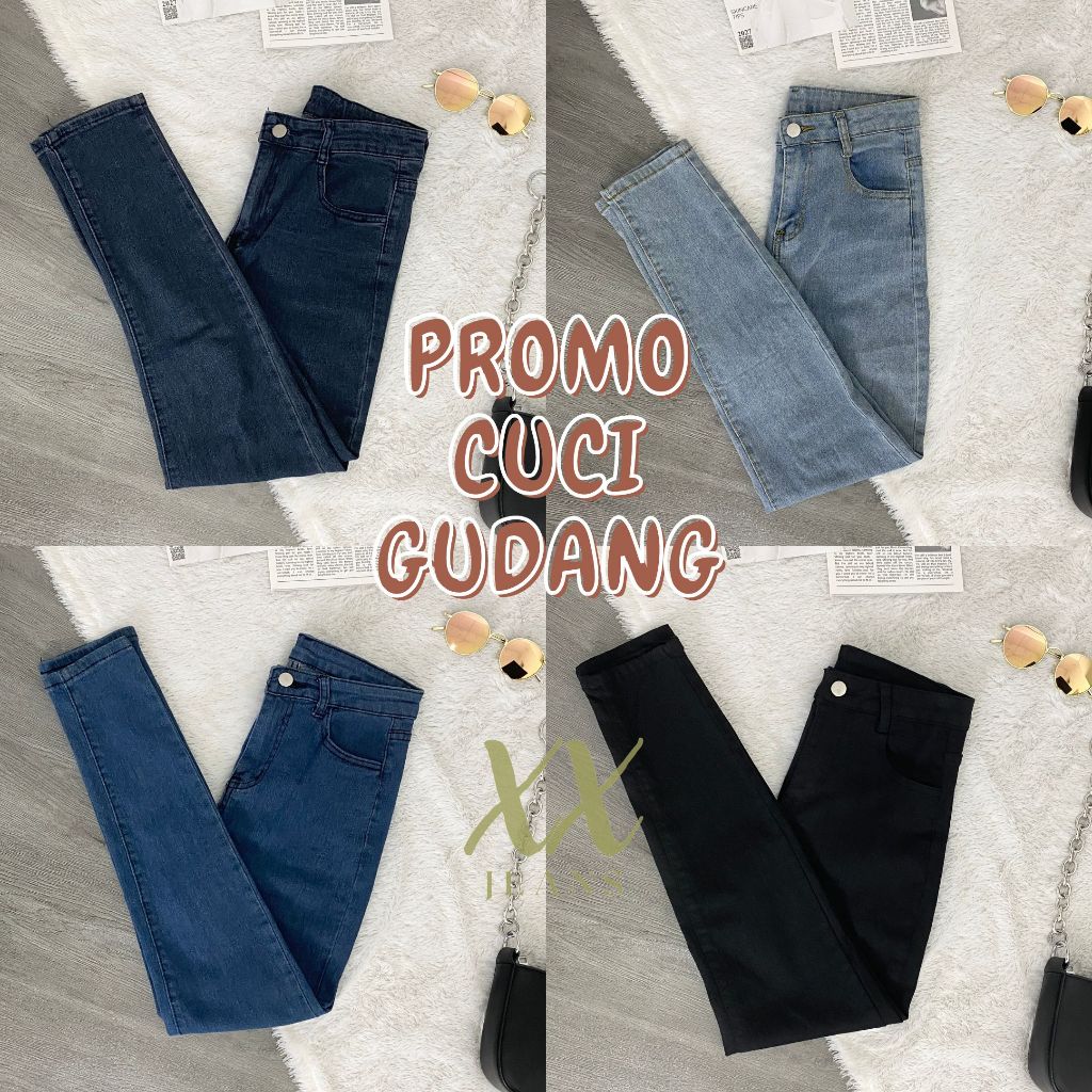 C6 - Celana Jeans Wanita High Waist Jeans Wanita Celana Cargo Wanita Kulot Jeans Jiniso Celana Panja