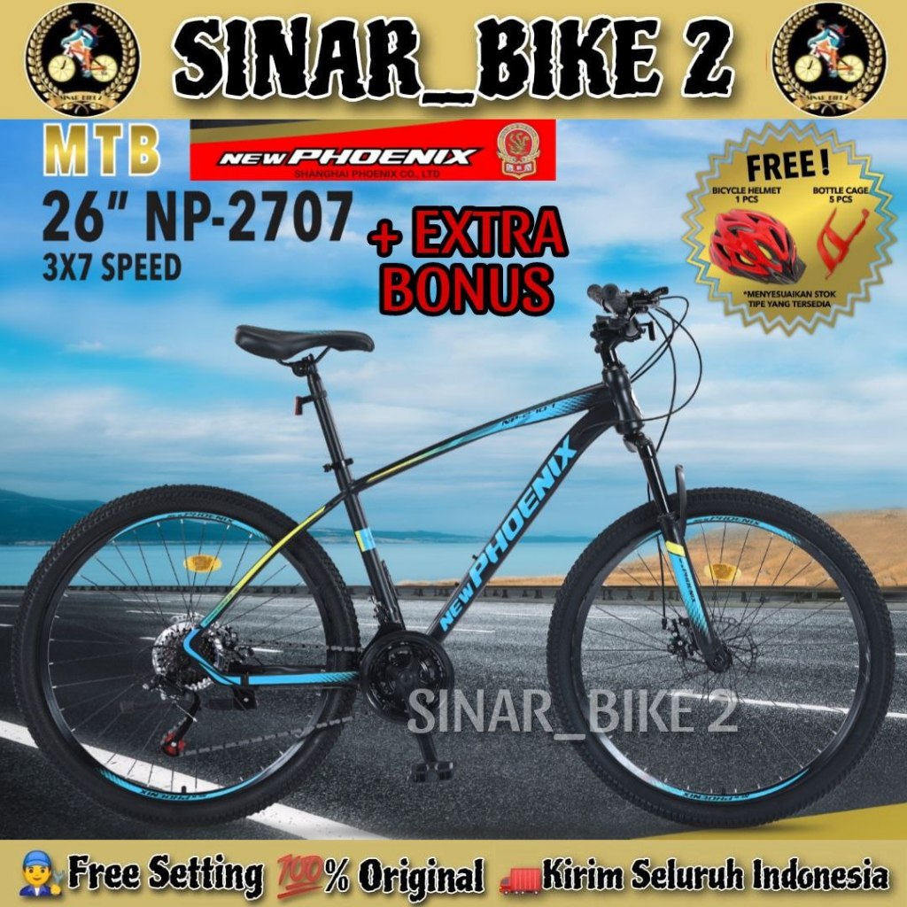 Terlaris ( Extra Bonus ) Sepeda Gunung Mtb Phoenix Np 2707 Ukuran 24 2627,5 Inch Sepeda Gunung 3X7