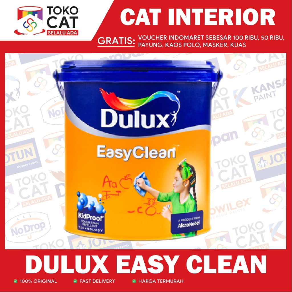 Cat Tembok Interior | Dulux Easy Clean Anti Virus ( Bisa Request Warna ) 2,5L | Kemasan Galon