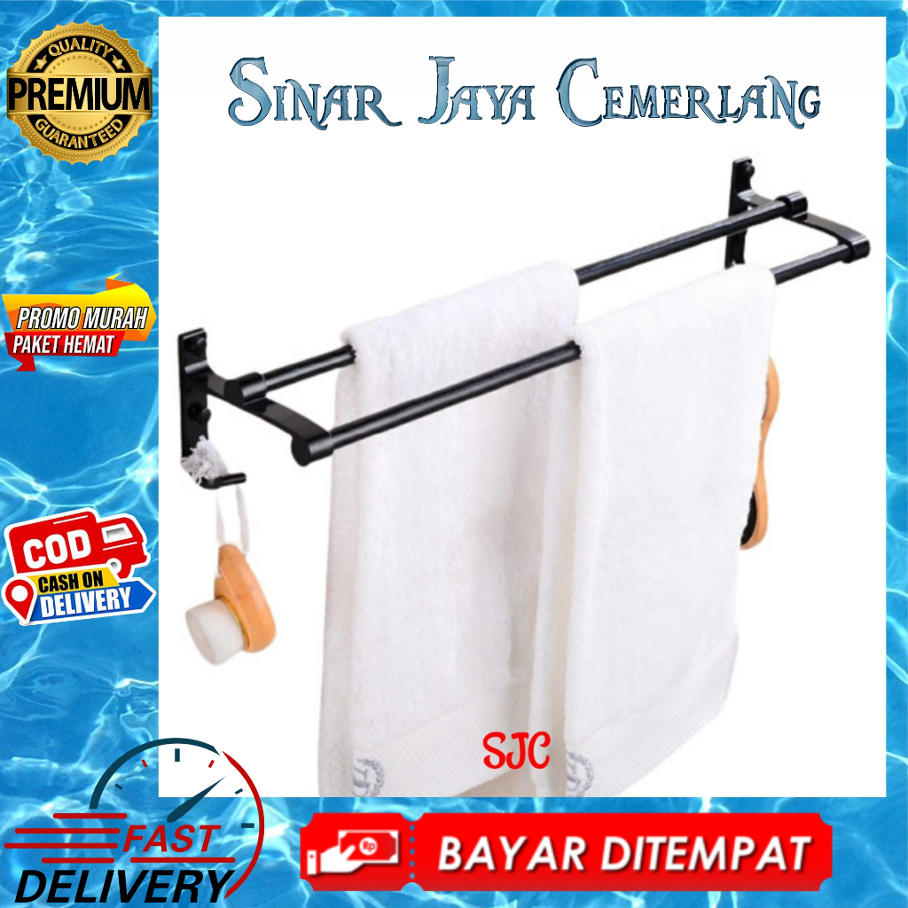 Gantungan Handuk Stainless - Rak Handuk Hitam - Jemuran Handuk Dinding