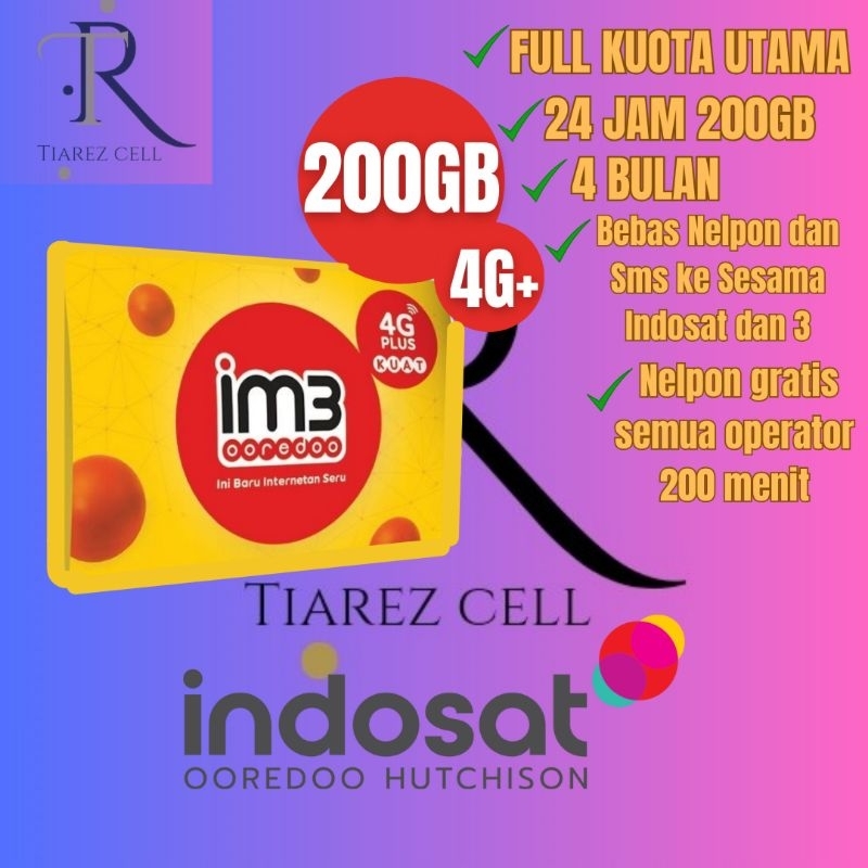 INDOSAT KARTU PERDANA 200 GB 4 BULAN